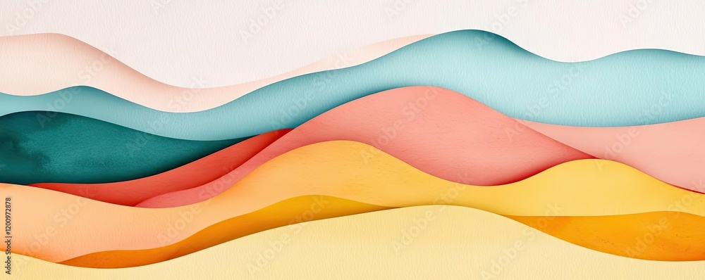 Poster minimalist watercolor idea. colorful wave patterns create a soothing, abstract background for creati