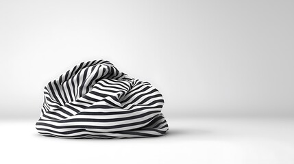 Striped fabric crumpled, studio, minimalist background, design