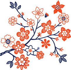 Fototapeta premium spring flowers and branches. vector illustration