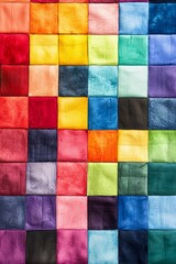 Color chart of squares in various colors, arranged neatly to create an abstract background. 