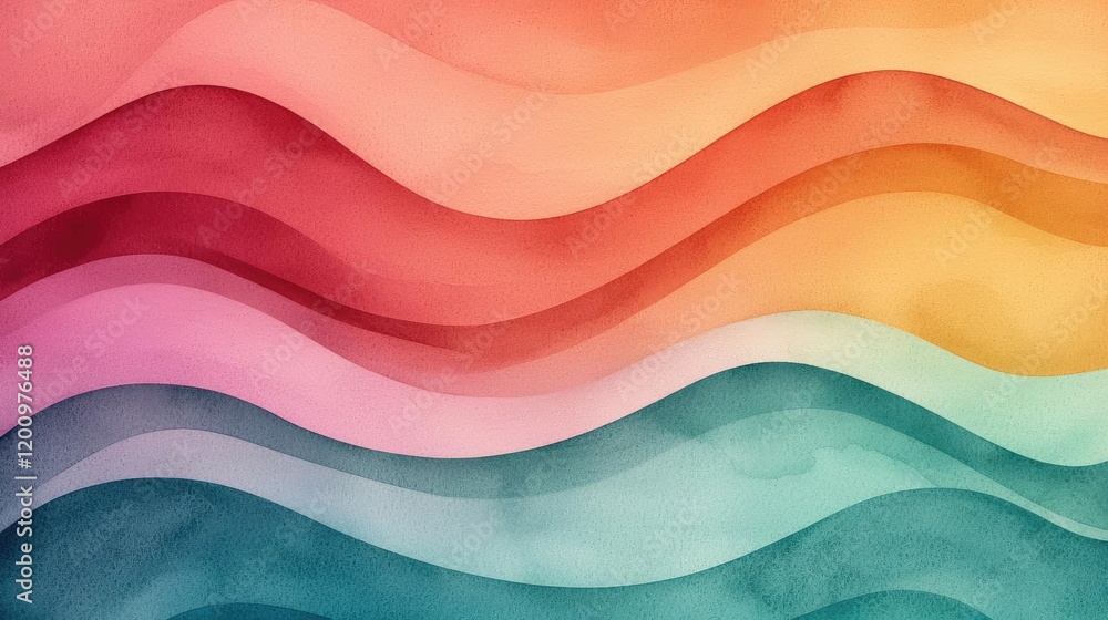 Aufkleber playful watercolor concept. colorful waves in smooth gradients, creating a harmonious and vibrant vi