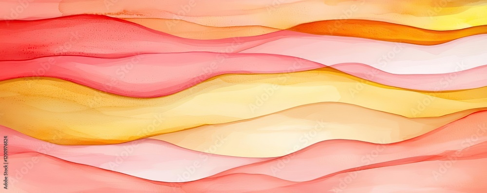 Poster Minimalist watercolor idea. Colorful abstract waves in warm tones create a soothing visual for artistic projects.