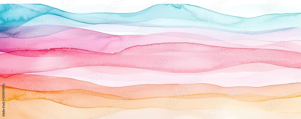 Aufkleber minimalist watercolor idea. colorful abstract watercolor waves in soft tones create a calming visual