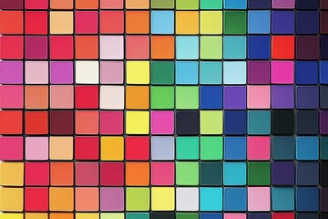 Fototapeta premium Color chart of squares in various colors, arranged neatly to create an abstract background. 