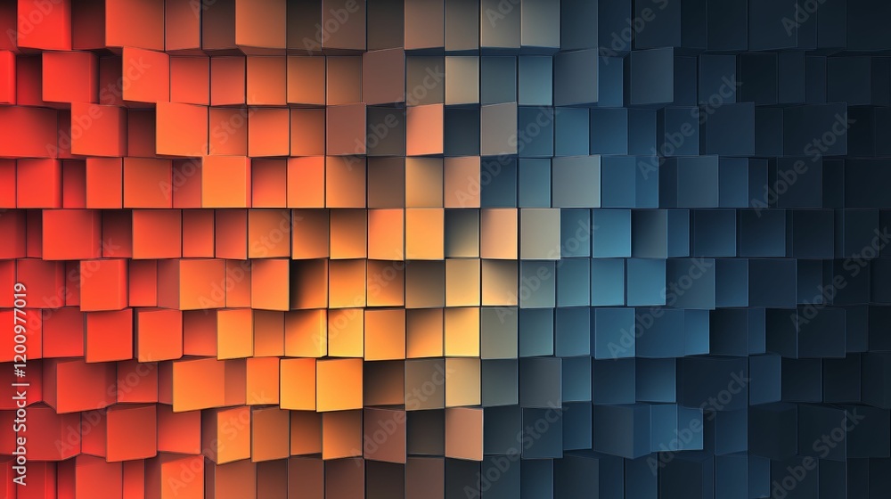 Aufkleber abstract cube pattern; warm to cool gradient.