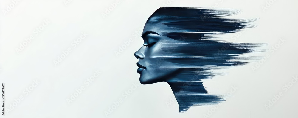 Aufkleber Minimalist watercolor idea. An abstract representation of thought and emotion conveyed through artistic expression.