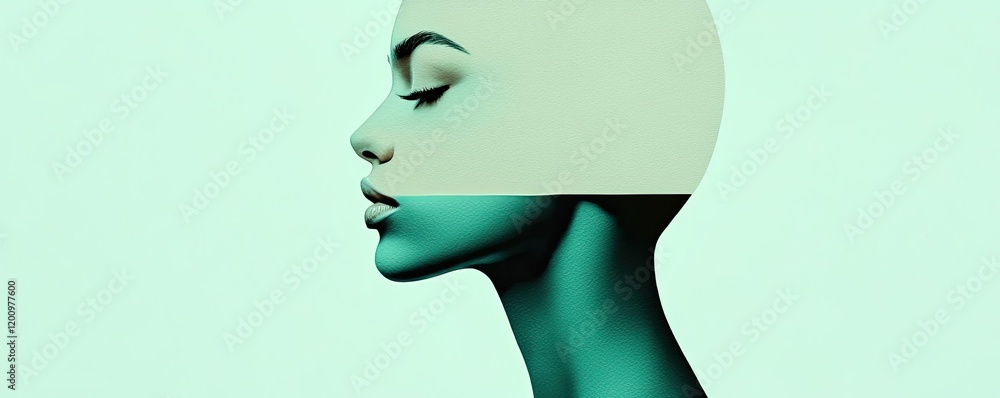 Poster Minimalist watercolor idea. Abstract representation of self-awareness and conceptual thinking in a minimalistic style.
