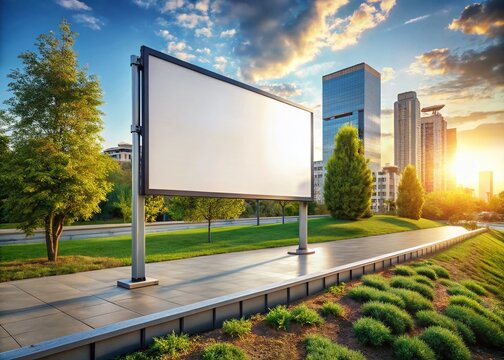 Blank Outdoor Advertising Screen Mockup - 16:9 Aspect Ratio, 3D Render, Left-Aligned Copy Space