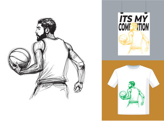 line art basketball player pencil art basketball player, basketball athlet line art vector