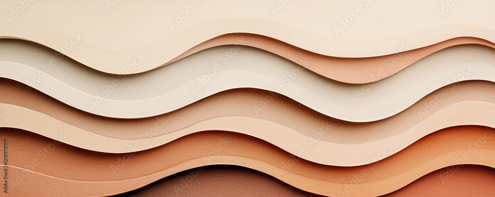 Poster Minimalist watercolor idea. Abstract wavy layers in soft colors creating a stylish and modern design.