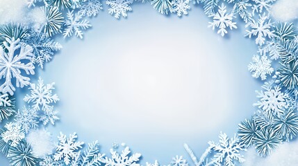 Winter Wonderland: A Festive Snowflakes and Pine Border Design