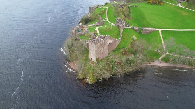 Medieval Ruins of Scotland: Urquhart Castle at the Edge of Loch Ness
