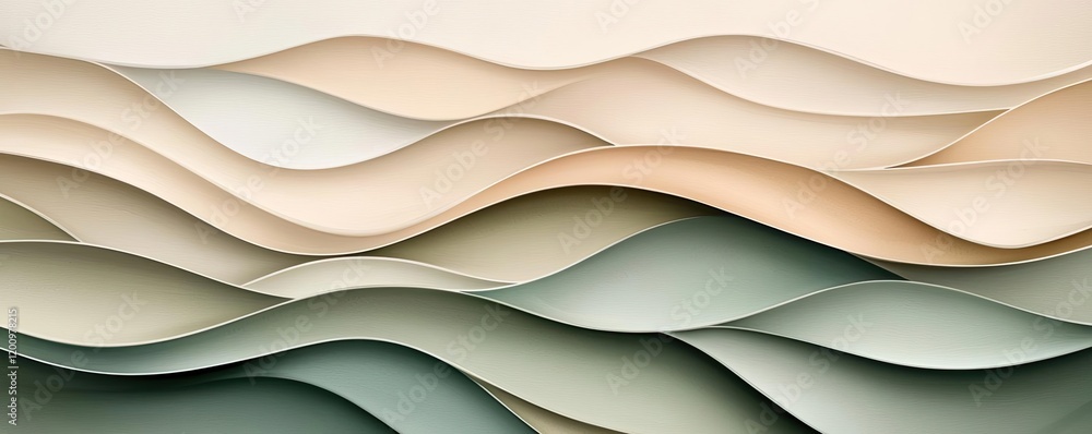 Aufkleber neutral watercolor concept. abstract layered waves in soft, neutral tones creating a soothing visual
