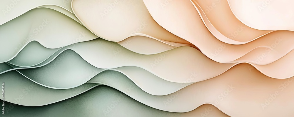 Aufkleber Neutral watercolor concept. Abstract wavy background in soft colors for creative design and calming visuals.