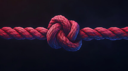 Symbol of strength in red and blue knot