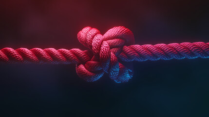 Symbol of strength in red and blue knot