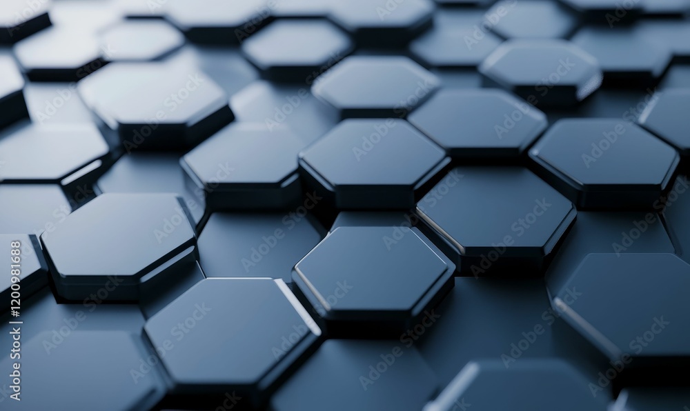 Poster shiny dark hexagons arranged in a pattern.