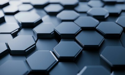 Shiny dark hexagons arranged in a pattern.