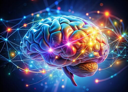 Brain Stimulation: Neural Impulse & Cognitive Enhancement Stock Photo