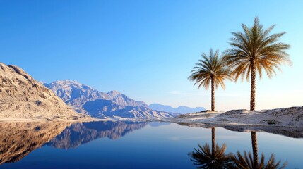 Tranquil Oasis in Mountains