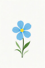Naklejka premium Minimalist vector illustration of a forget-me-not flower with simple, elegant design, Created with generative AI. 