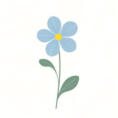 Minimalist vector illustration of a forget-me-not flower with simple, elegant design, Created with generative AI. 
