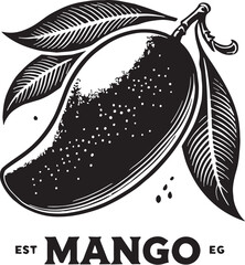 Black Color Mango Silhouette Vector Illustration, Solid White Background