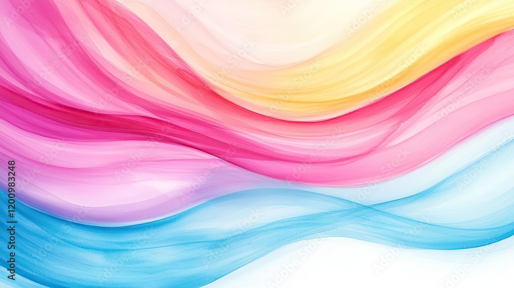 Poster playful watercolor concept. abstract flowing waves with vibrant colors creating a soothing visual ex
