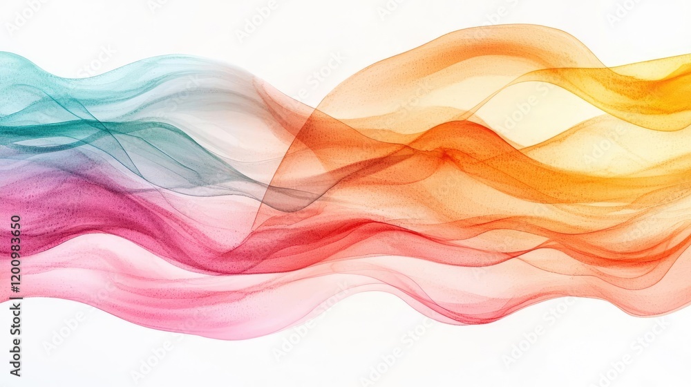 Poster playful watercolor concept. colorful abstract waves in various hues create a visually striking backg