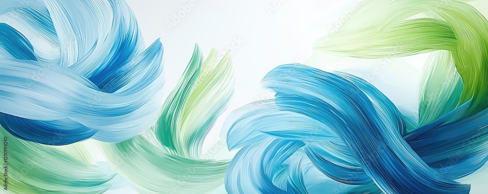 Canvas Prints Playful watercolor concept. Abstract swirls of blue and green paint create a soothing, artistic background.