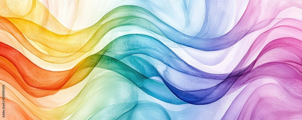 Poster Playful watercolor concept. Colorful wave patterns create an abstract and modern visual effect for creative projects.