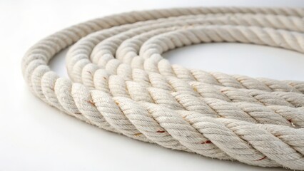 Close-up of a coiled, natural-color rope.