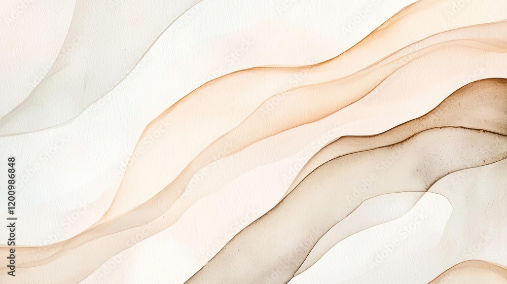 Poster neutral watercolor concept. abstract flowing shapes in soft neutral tones for artistic and stylish d