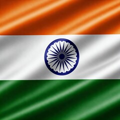 Obraz premium waving indian flag with green white and orange colors and ashoka chakra in the center