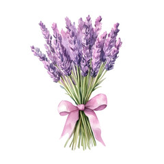 Fototapeta premium Creating a serene lavender bouquet nature watercolor illustration artistic environment close-up view floral concept