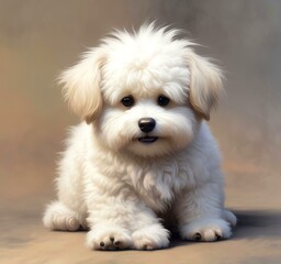 Illustration of fluffy and cute small dog.