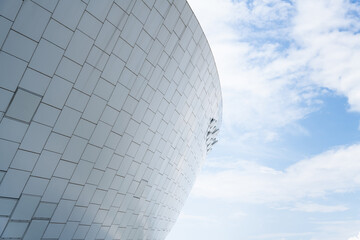 Facade of the white sports arena