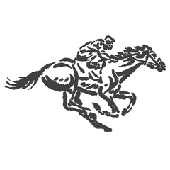 vector sketch of an athlete racing a fast horse