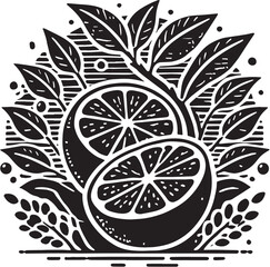 Black Color Orange Silhouette Vector Illustration, Solid White Background