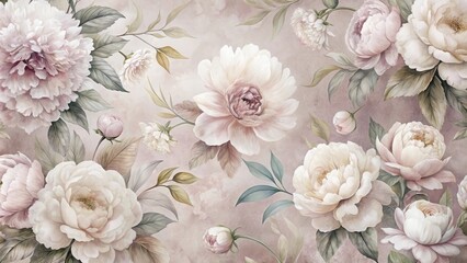 Elegant Pastel Peonies and Delicate Foliage in a Soft Floral Arrangement