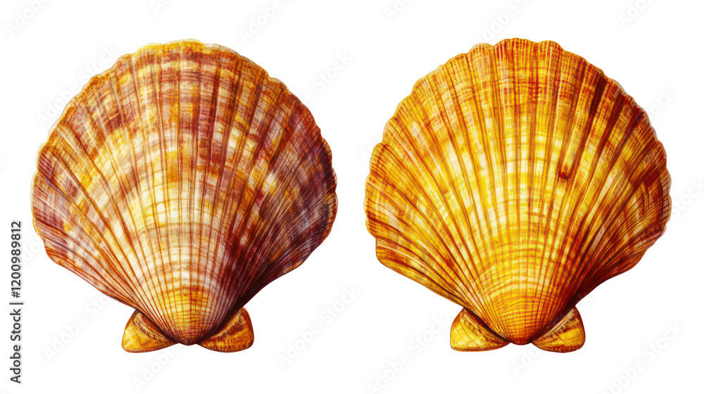 Poster colorful seashells on transparent background generative ai