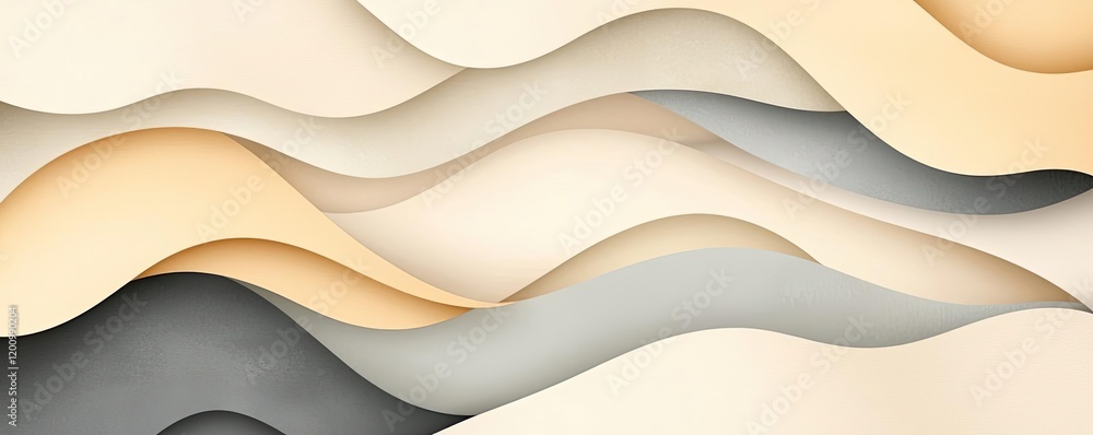 Poster neutral watercolor concept. stylish abstract waves in neutral tones create a soothing, modern backgr