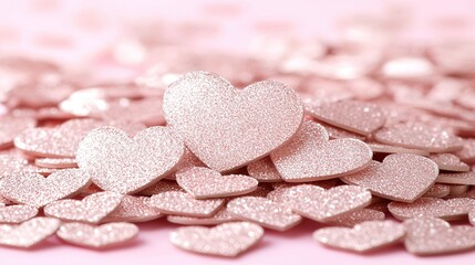 Obraz premium Sparkly Pink Hearts on Soft Background