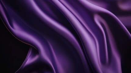 Fototapeta premium Purple silk fabric with smooth folds, against a dark background
