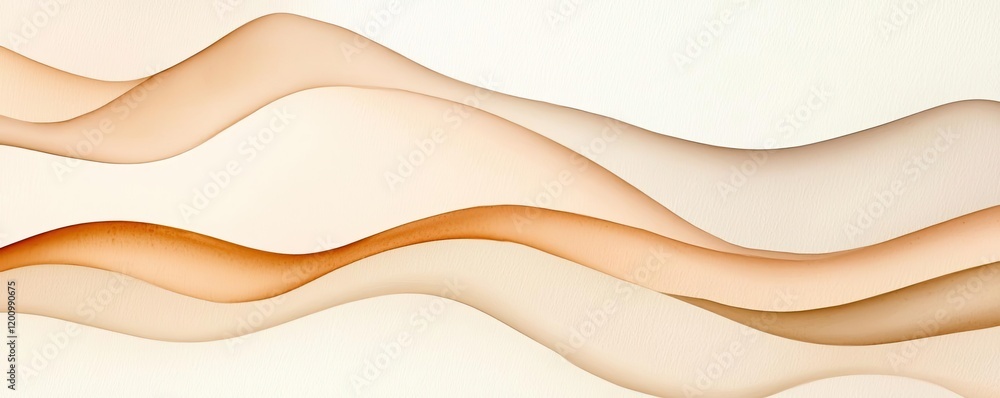 Poster Neutral watercolor concept. Abstract wave patterns in warm tones for creative design and artistic use.