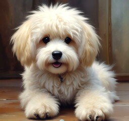 Illustration of fluffy and cute small dog.