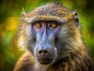 Close-up Baboon Portrait: Wild African Primate in Natural Habitat