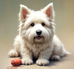 Illustration of fluffy and cute small dog.