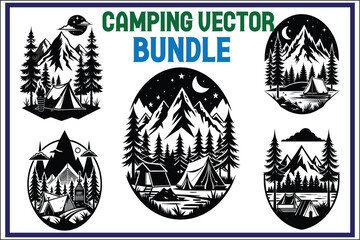 Camping design vector bundle and illustration