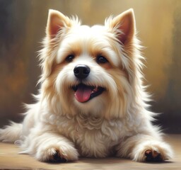 Illustration of fluffy and cute small dog.